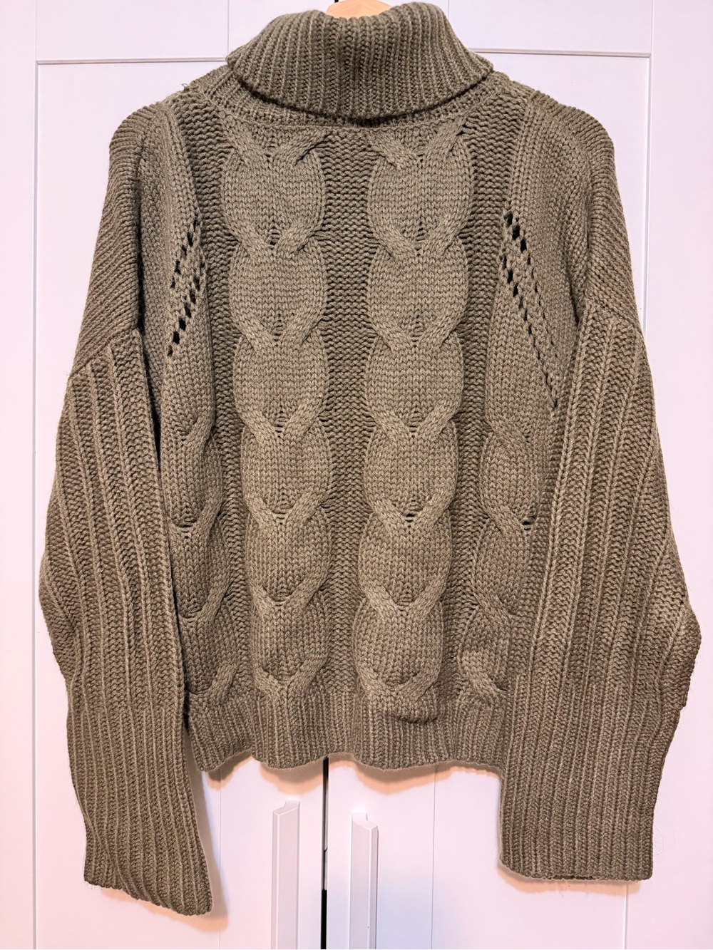 moon & madison Olive Cable-Knit Turtleneck Sweater